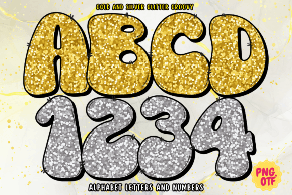 Gold and Silver Glitter Groovy: A Sparkling Typeface for Modern Design
