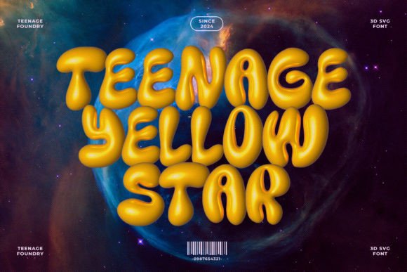 Teenage Yellow Star: A Dynamic 3D SVG Font for Modern Design