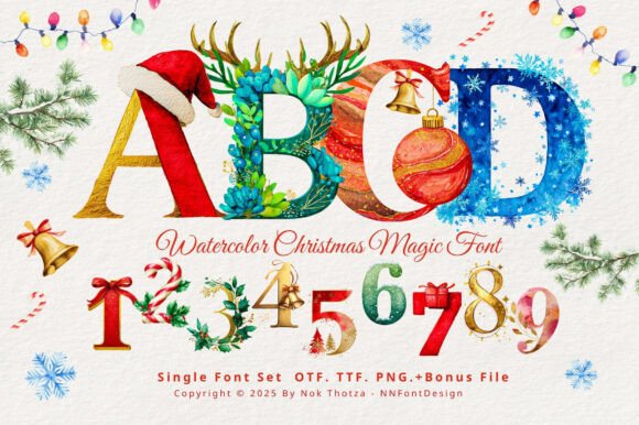 Watercolor Christmas Magic: A Font for Festive Design